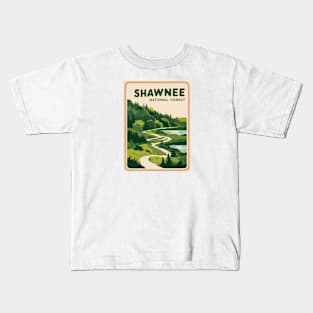 Shawnee National Forest Watercolor Landscape Kids T-Shirt